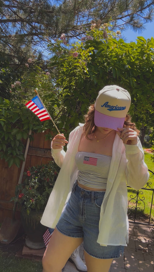 Americana Striped Trucker Hat