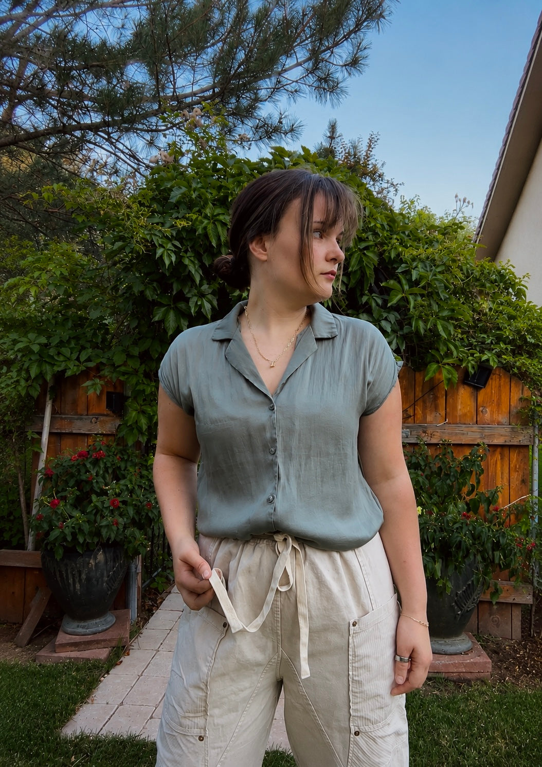 Jade Button Blouse