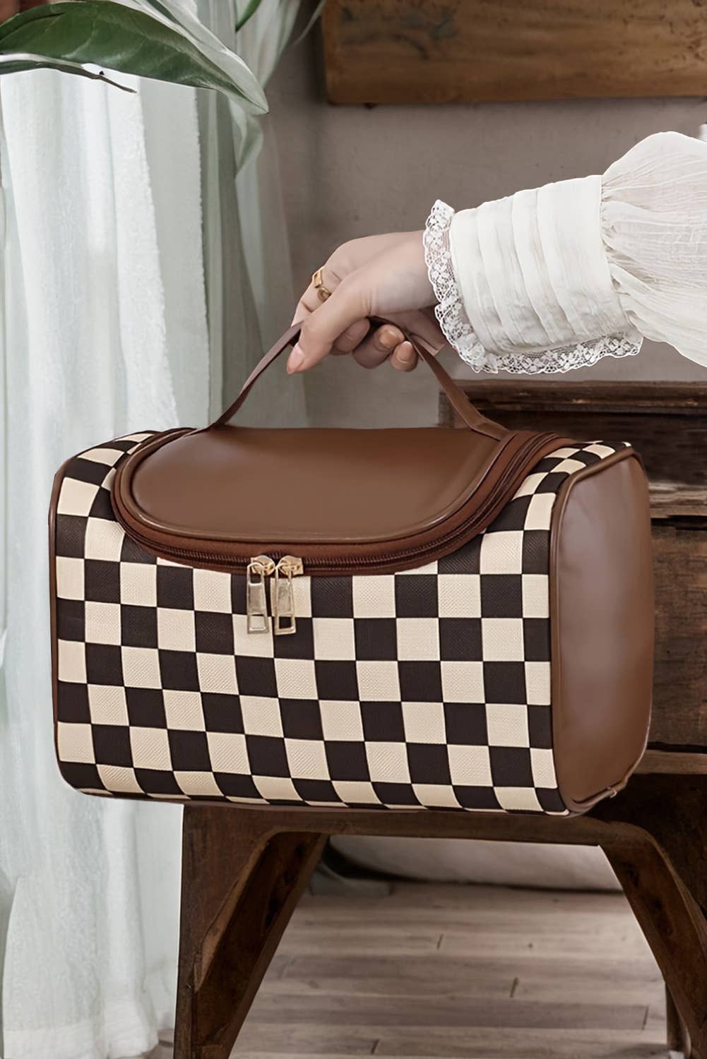 The Canyon Check Makeup Bag