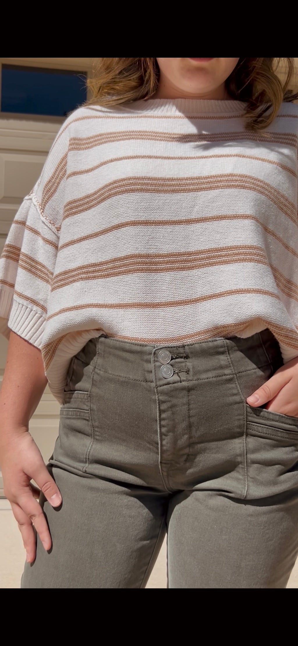 Mocha Striped Knit Blouse