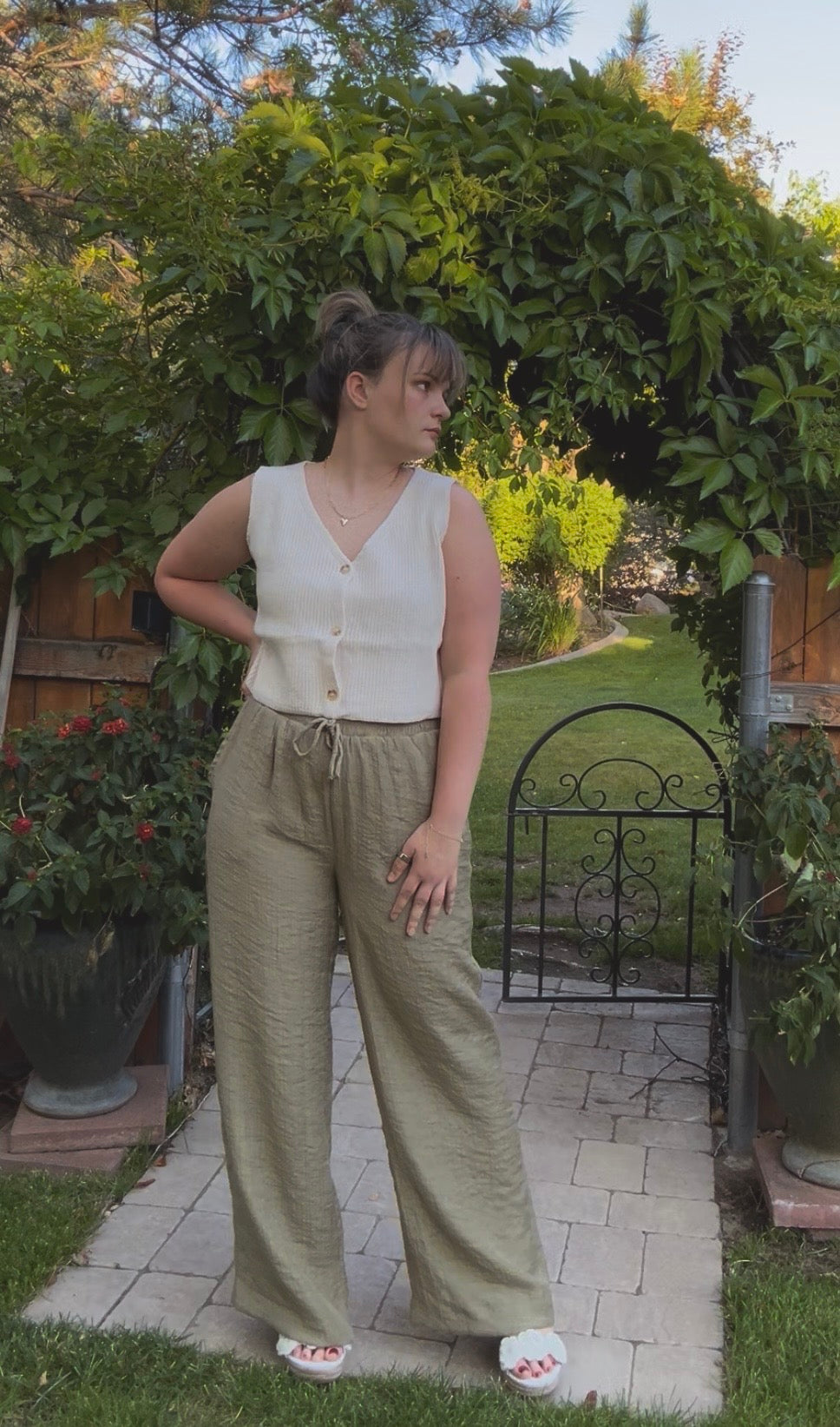 Lagoon Olive Wide-Leg