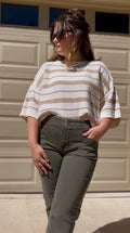 Mocha Striped Knit Blouse