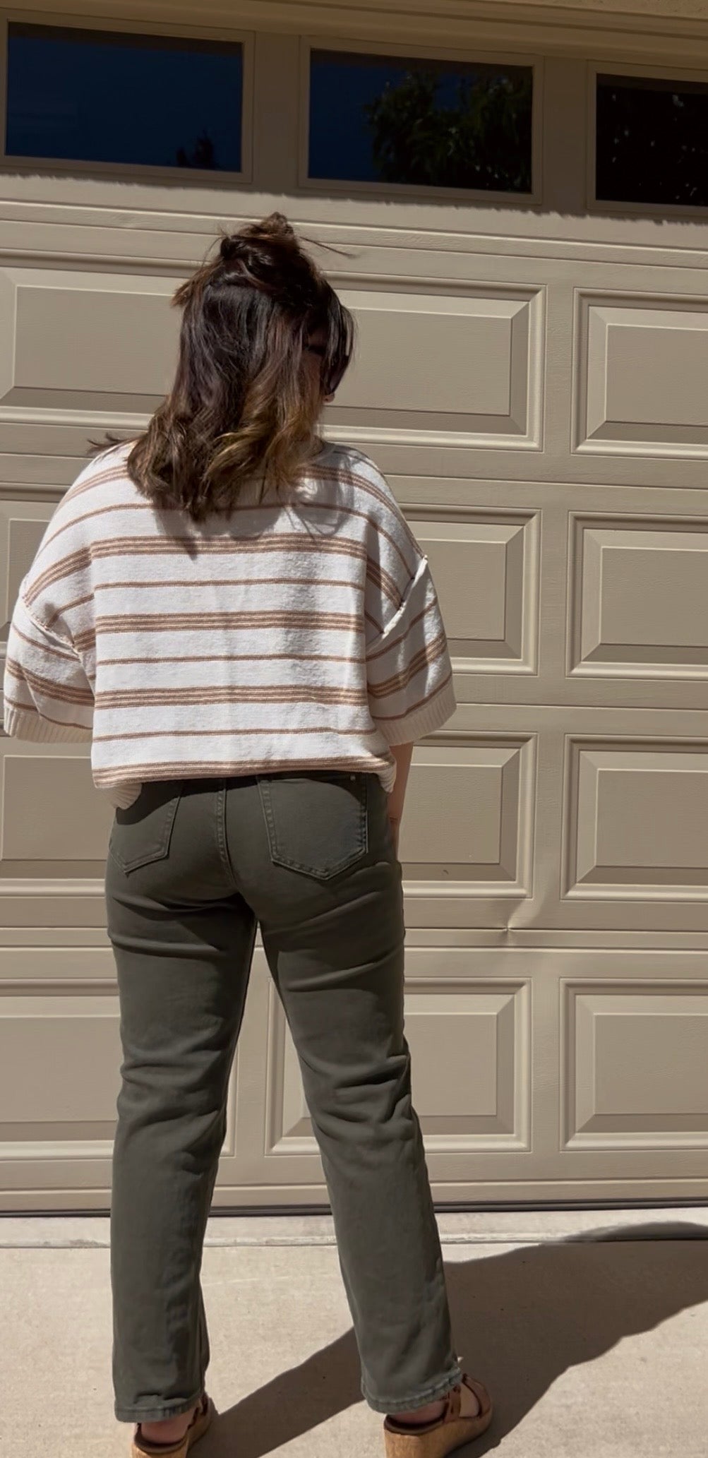 Mocha Striped Knit Blouse